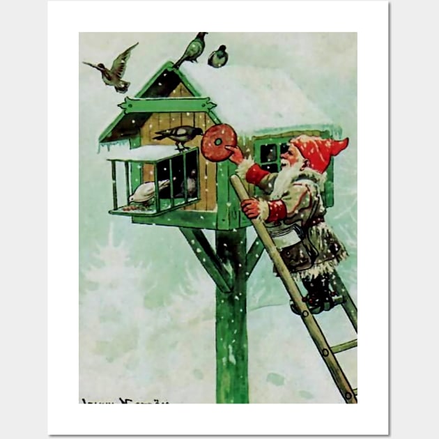 “Feeding Winter Birds” by Jenny Nystrom Wall Art by PatricianneK